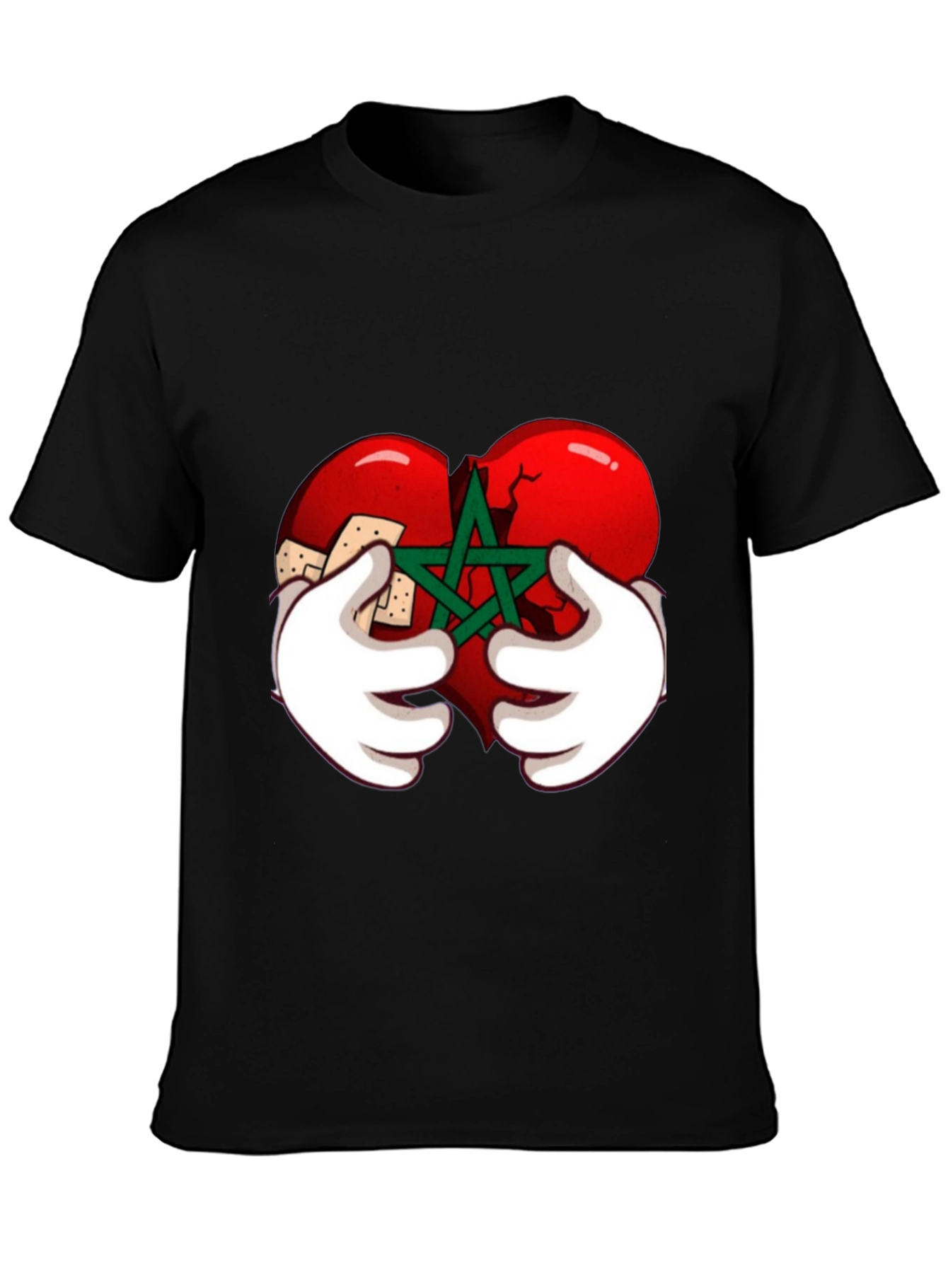 Mended Heart Graphic Tee - Black Crewneck
