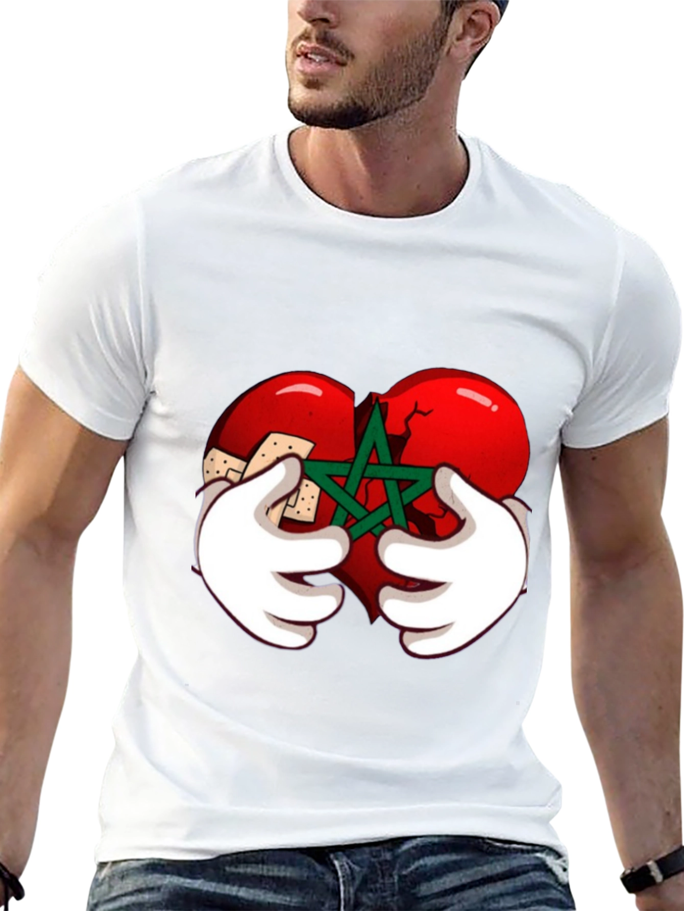 Mended Heart Graphic Tee - Black Crewneck