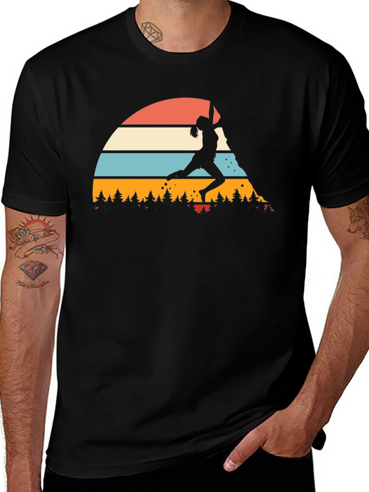 Climbing Retro Sunset Graphic Tee - Black