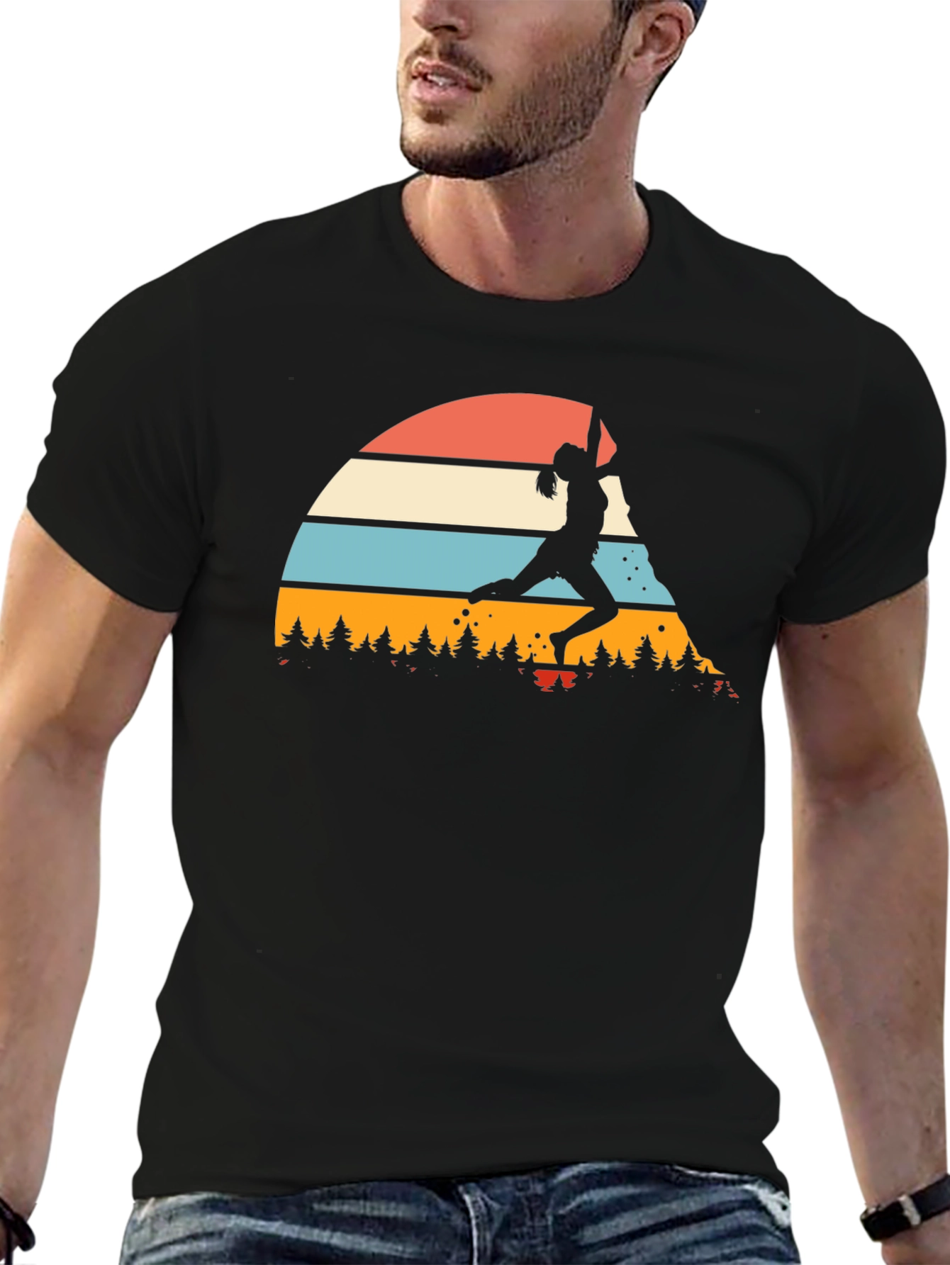 Climbing Retro Sunset Graphic Tee - Black