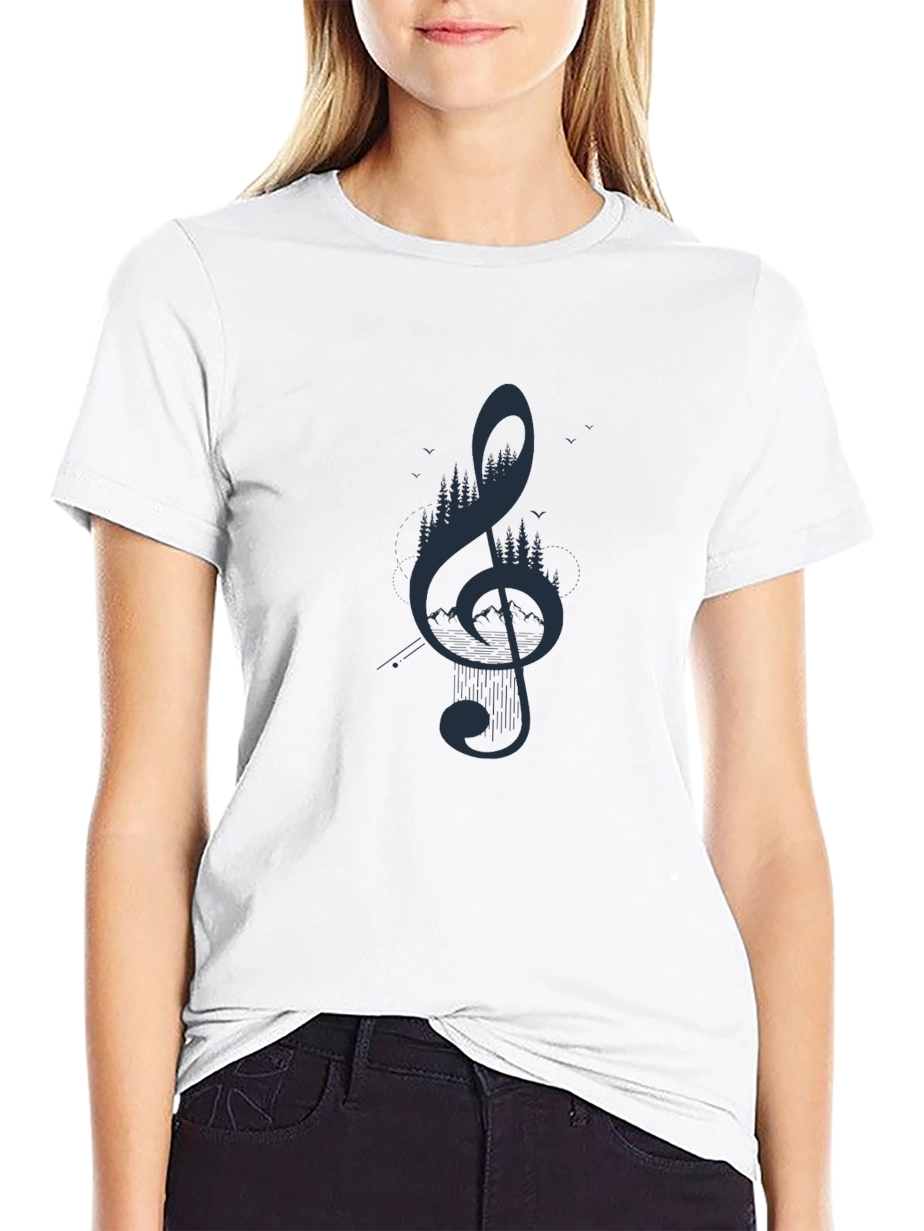 Nature Treble Clef Graphic Tee - Mens Black T-Shirt