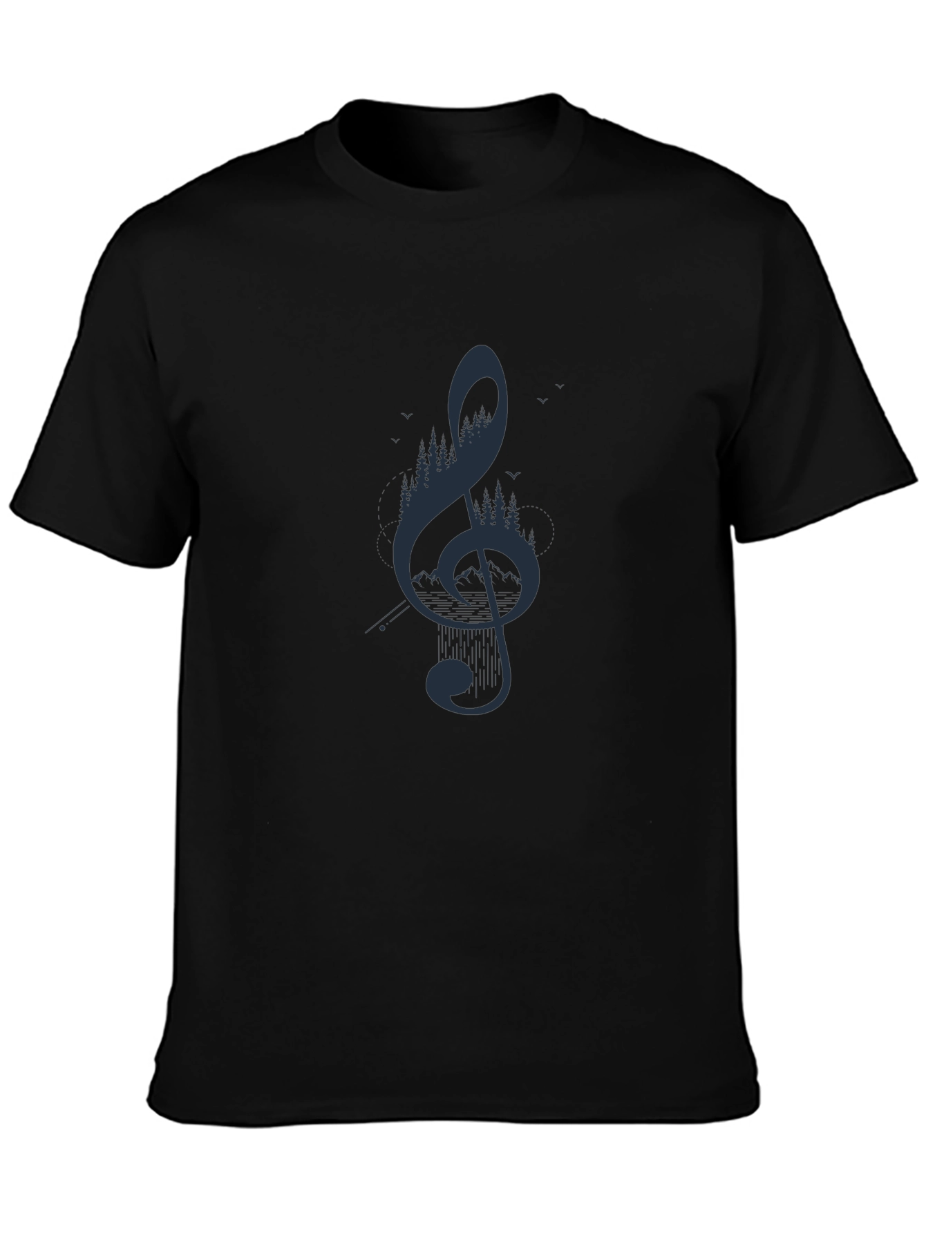 Nature Treble Clef Graphic Tee - Mens Black T-Shirt