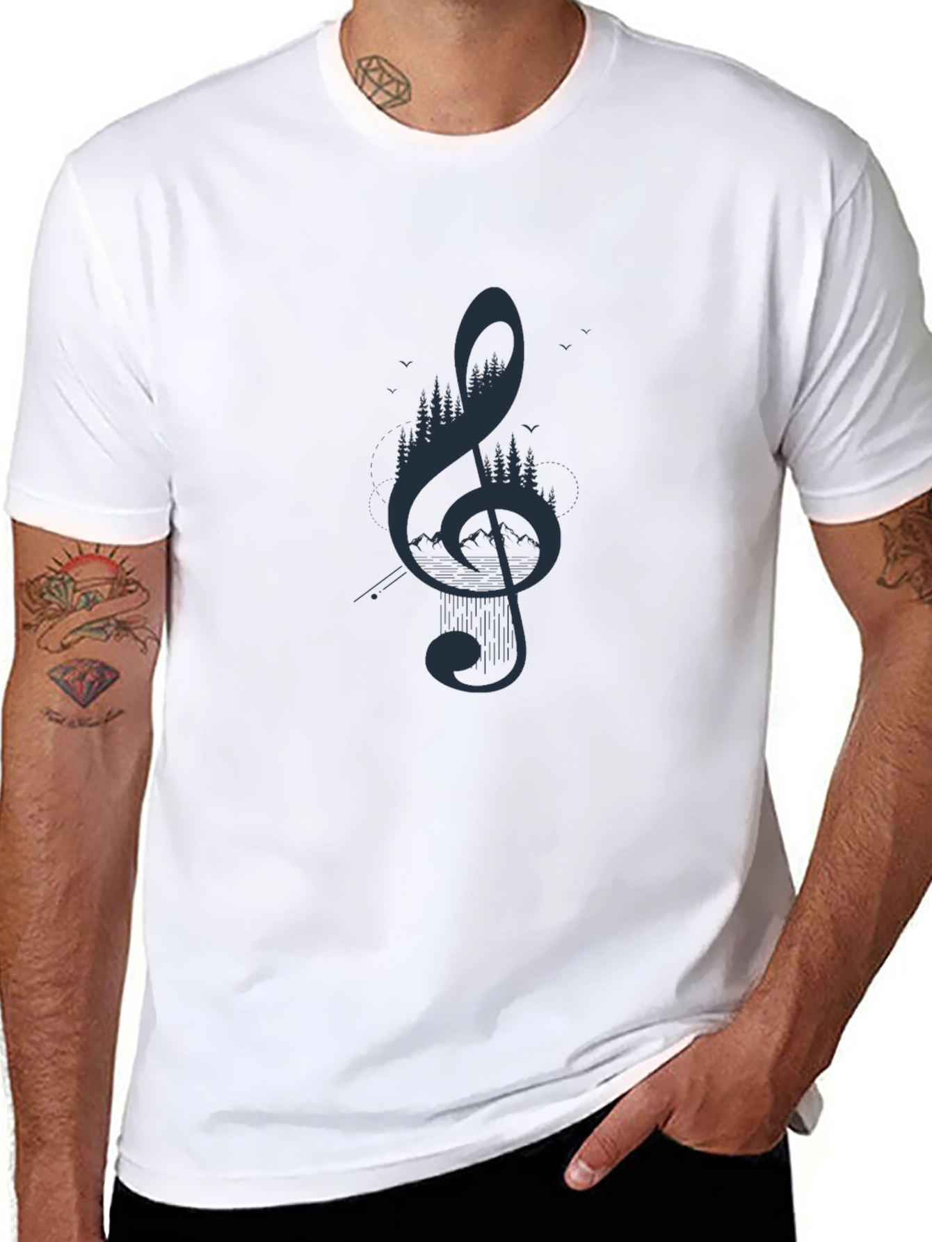 Nature Treble Clef Graphic Tee - Mens Black T-Shirt