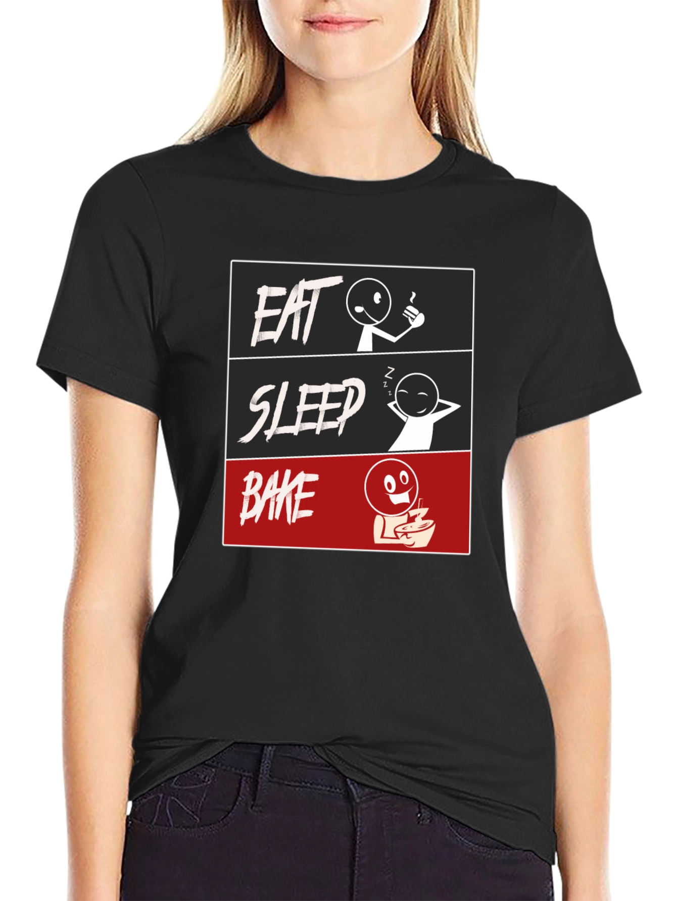 Eat Sleep Bake Graphic Tee - Funny Baking T-Shirt