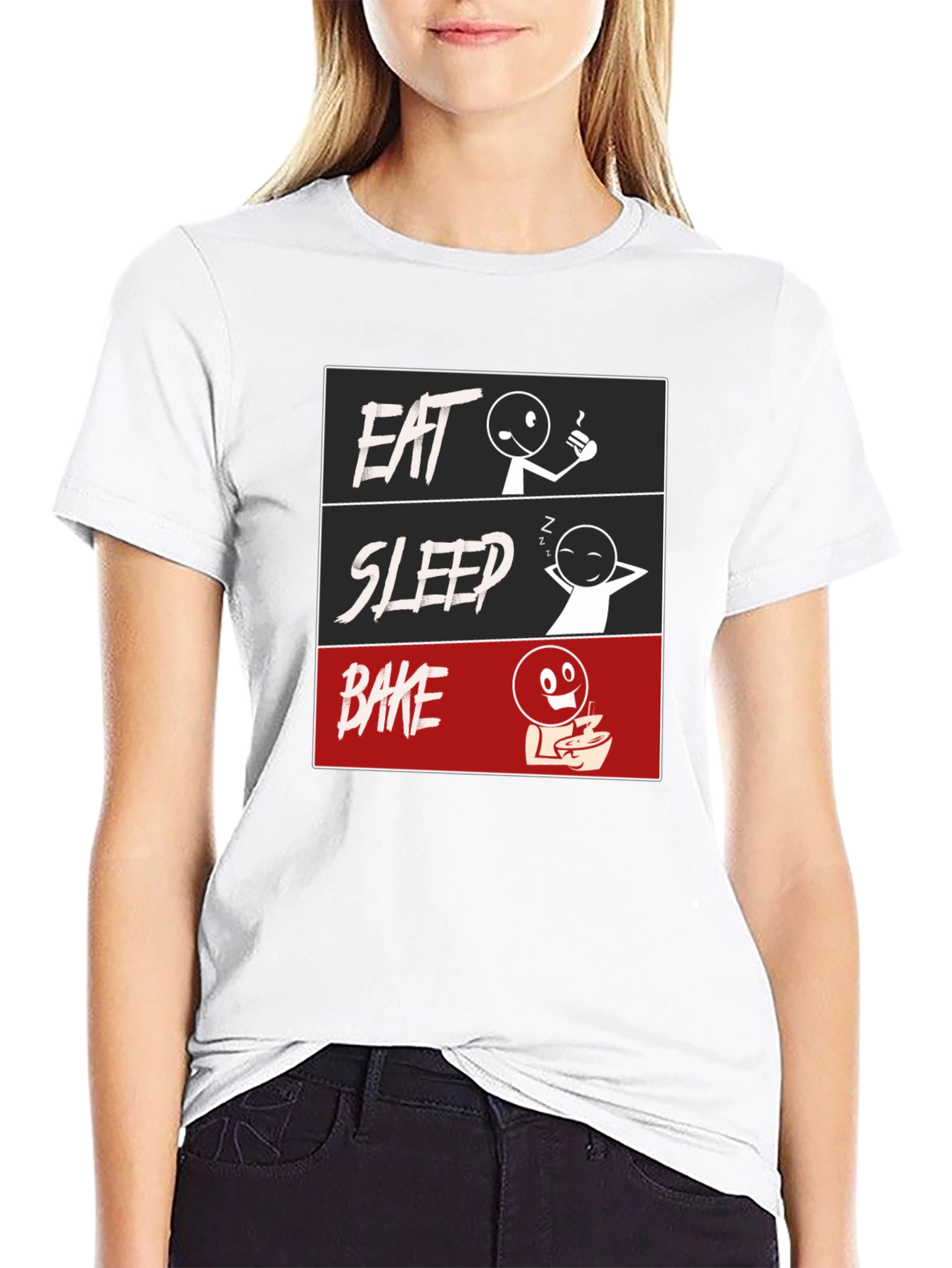 Eat Sleep Bake Graphic Tee - Funny Baking T-Shirt