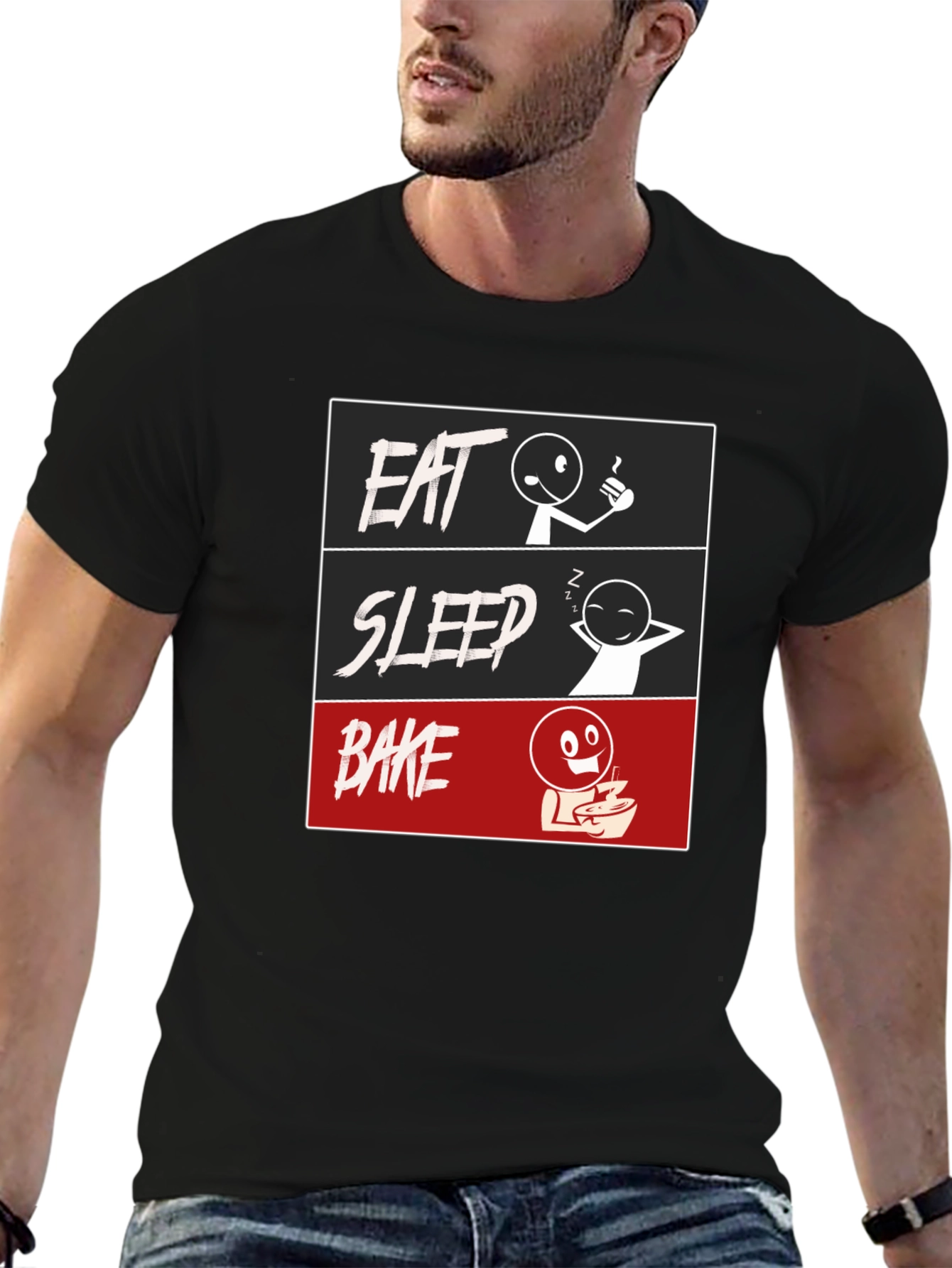 Eat Sleep Bake Graphic Tee - Funny Baking T-Shirt