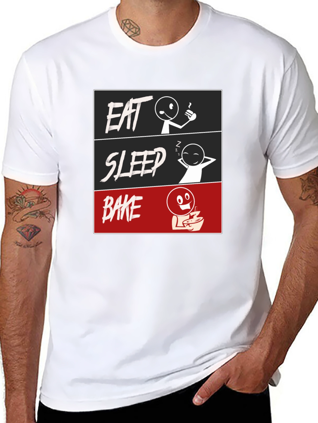 Eat Sleep Bake Graphic Tee - Funny Baking T-Shirt