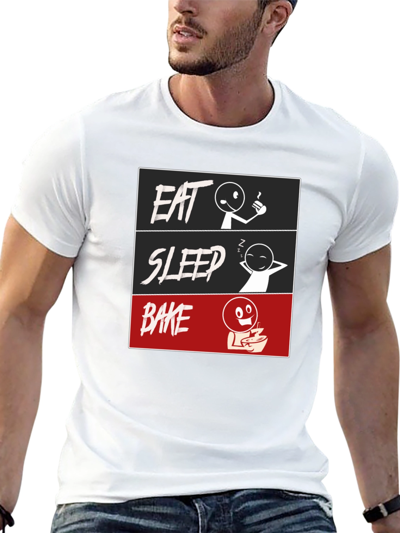 Eat Sleep Bake Graphic Tee - Funny Baking T-Shirt