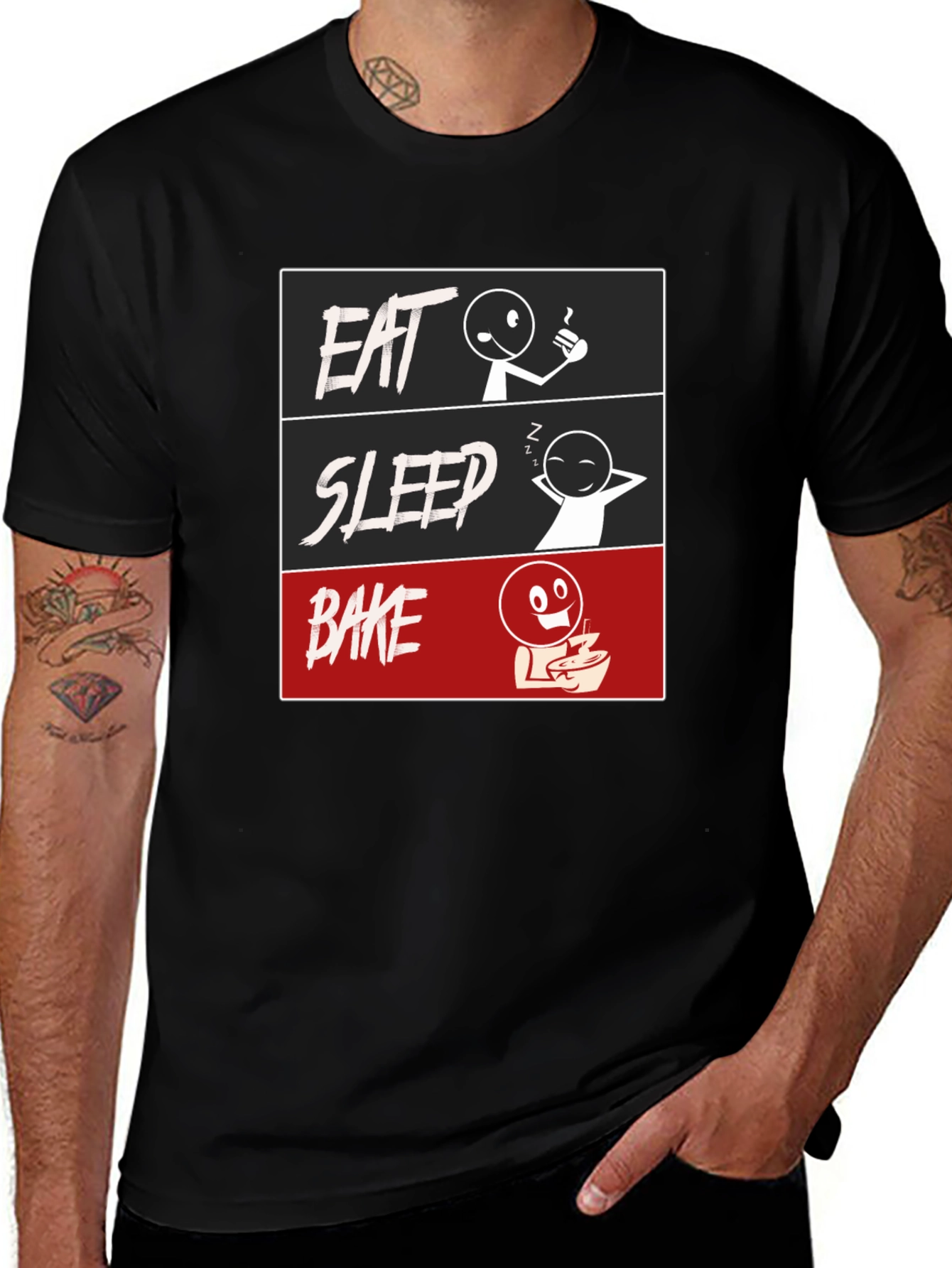 Eat Sleep Bake Graphic Tee - Funny Baking T-Shirt