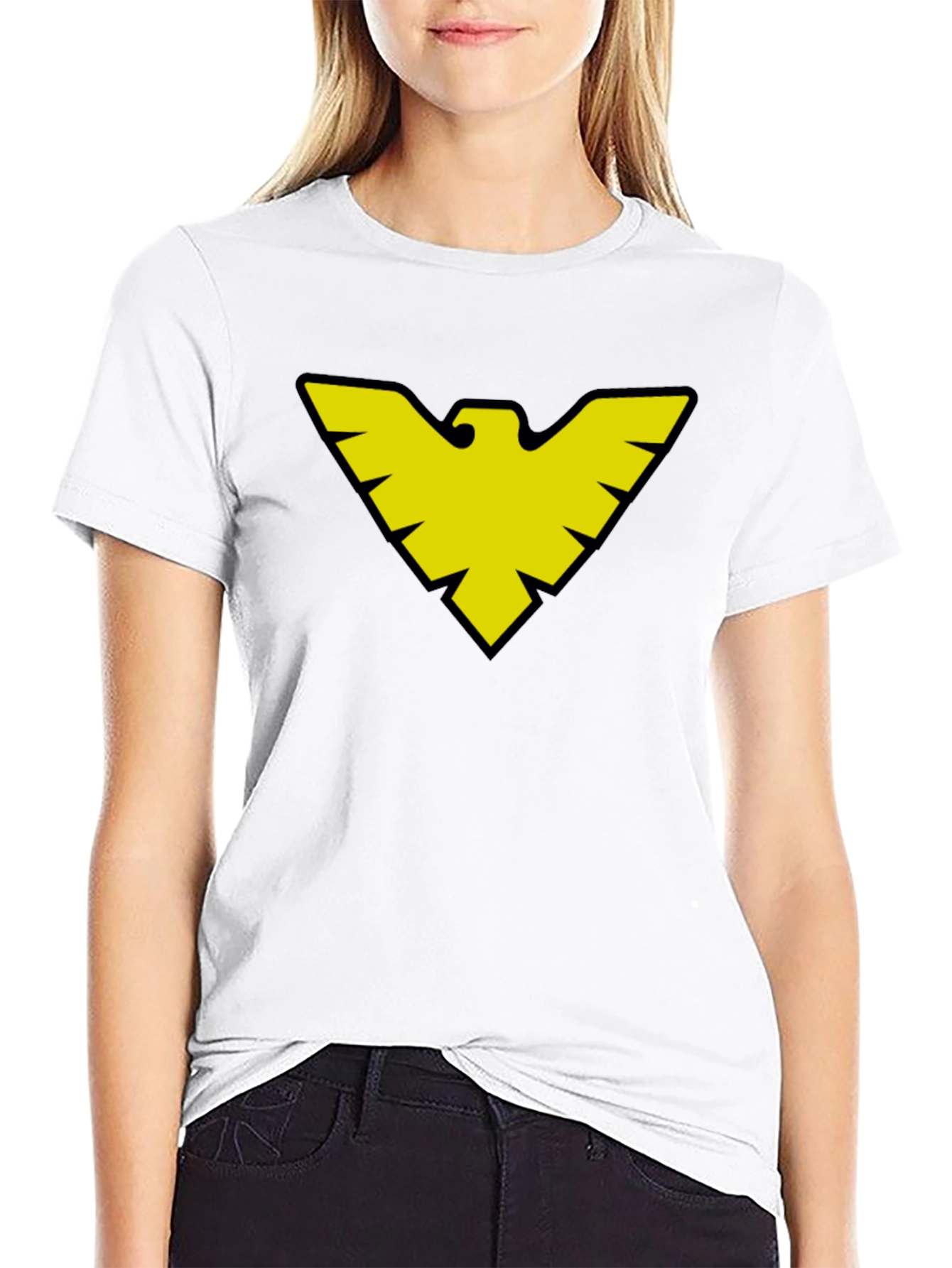 Black T-Shirt with Yellow Bird Symbol