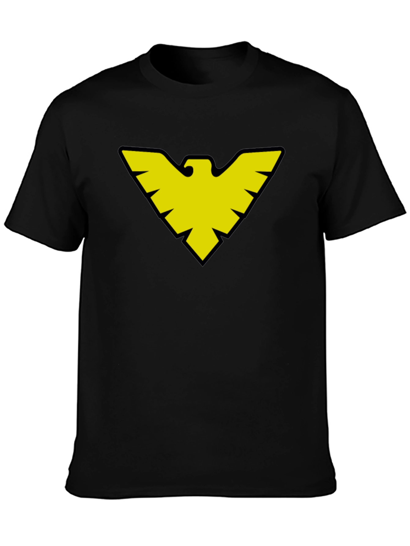 Black T-Shirt with Yellow Bird Symbol