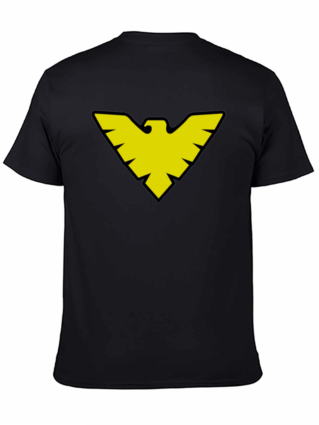Black T-Shirt with Yellow Bird Symbol