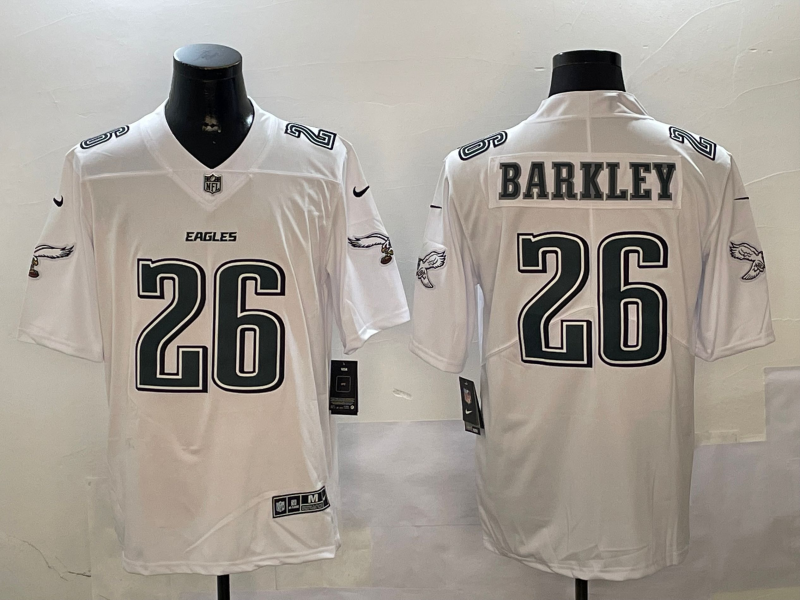Men's Philadelphia Eagles Saquon Barkley #26 Tundra White Fashion Game Jerseys
