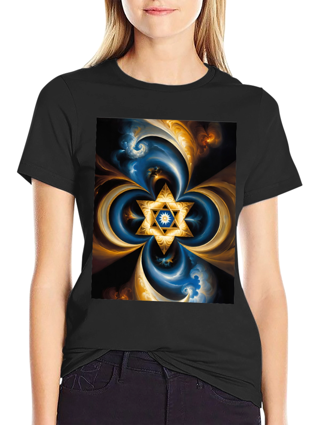 Abstract Star of David T-Shirt - Black