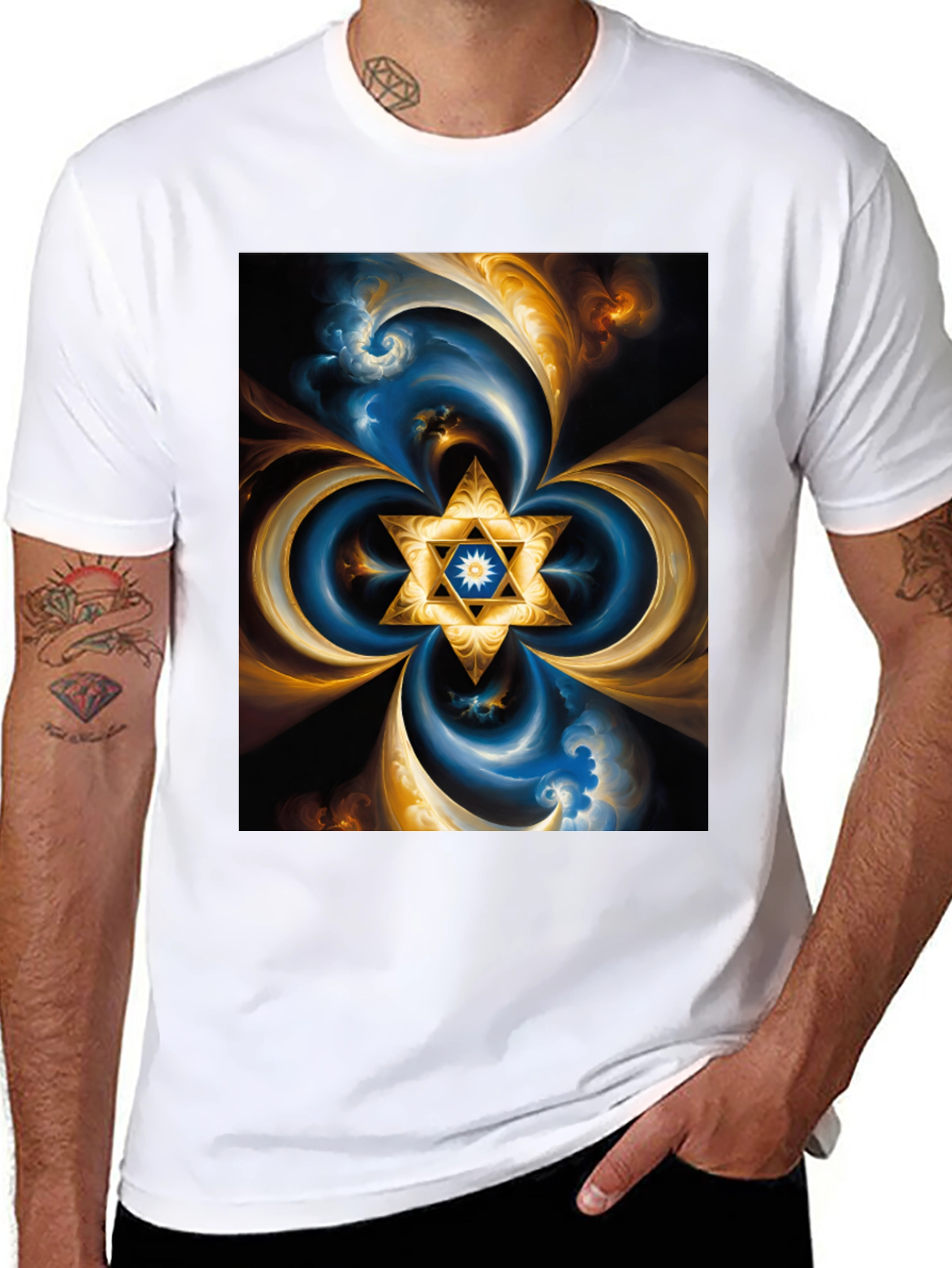 Abstract Star of David T-Shirt - Black