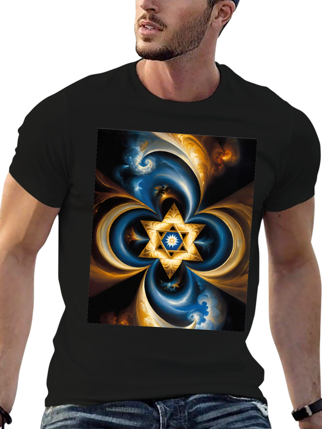 Abstract Star of David T-Shirt - Black