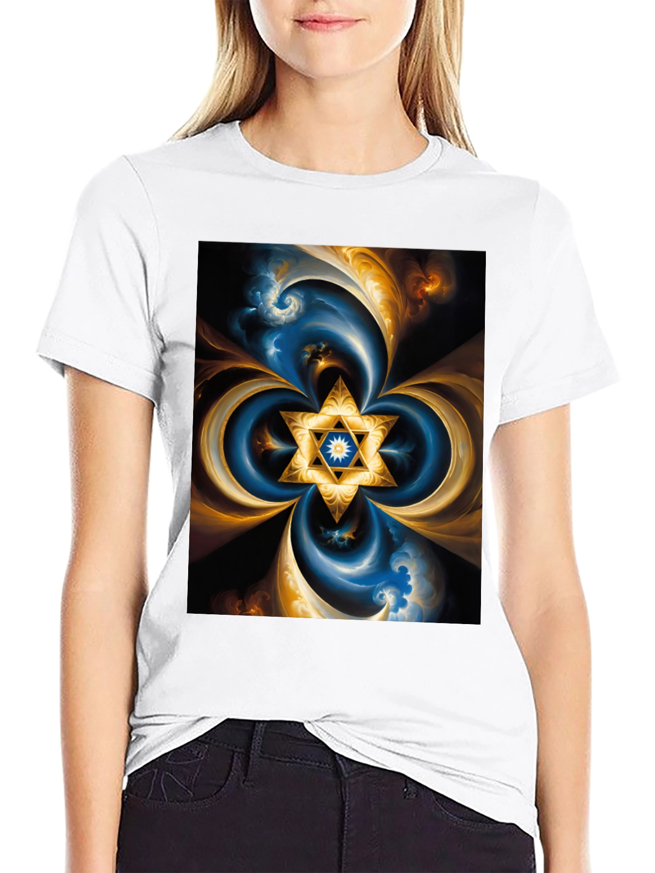 Abstract Star of David T-Shirt - Black