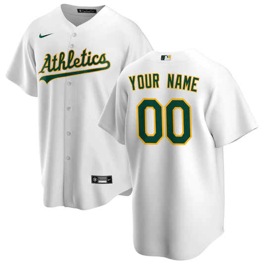 Men's Oakland Athletics White Home Replica Custom Jerseys