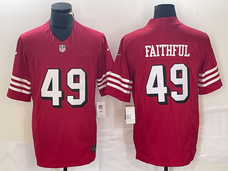Men's San Francisco 49ers The Faithful #49 Red Gamer Player Jerseys