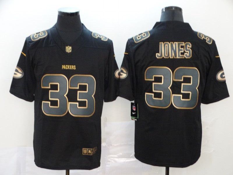 Men's Green Bay Packers Aaron Jones #33 Black Game Jerseys