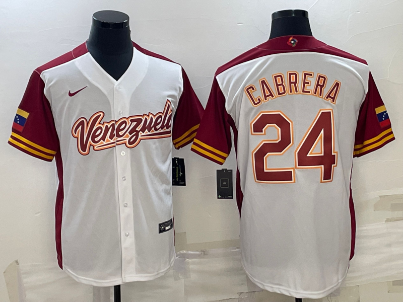 Men's 2023 World Baseball Classic #24 Miguel Cabrera Venezuela White Jerseys