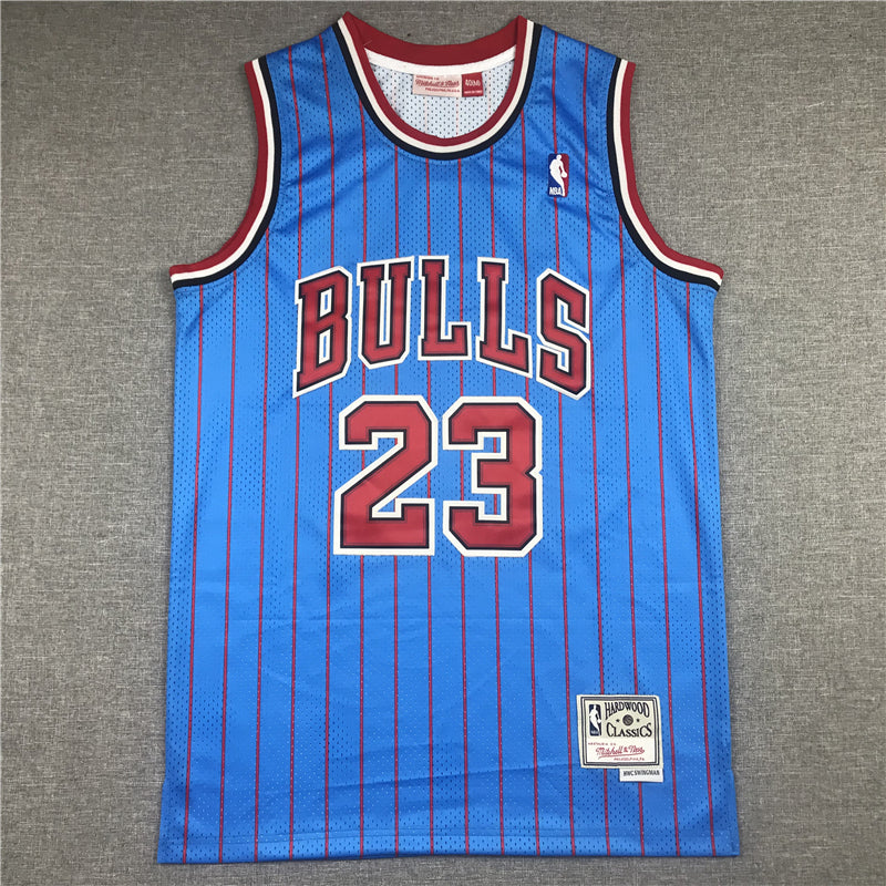 Men's Chicago Bulls Michael Jordan #23 Blue Hardwood Classics Authentic Jerseys
