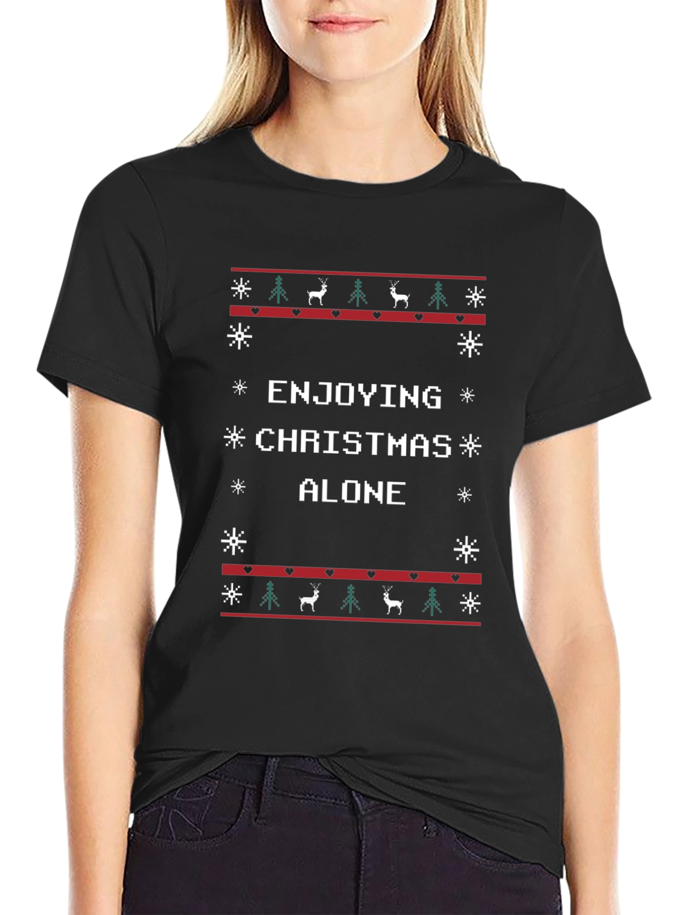 Enjoying Christmas Alone Ugly Sweater T-Shirt