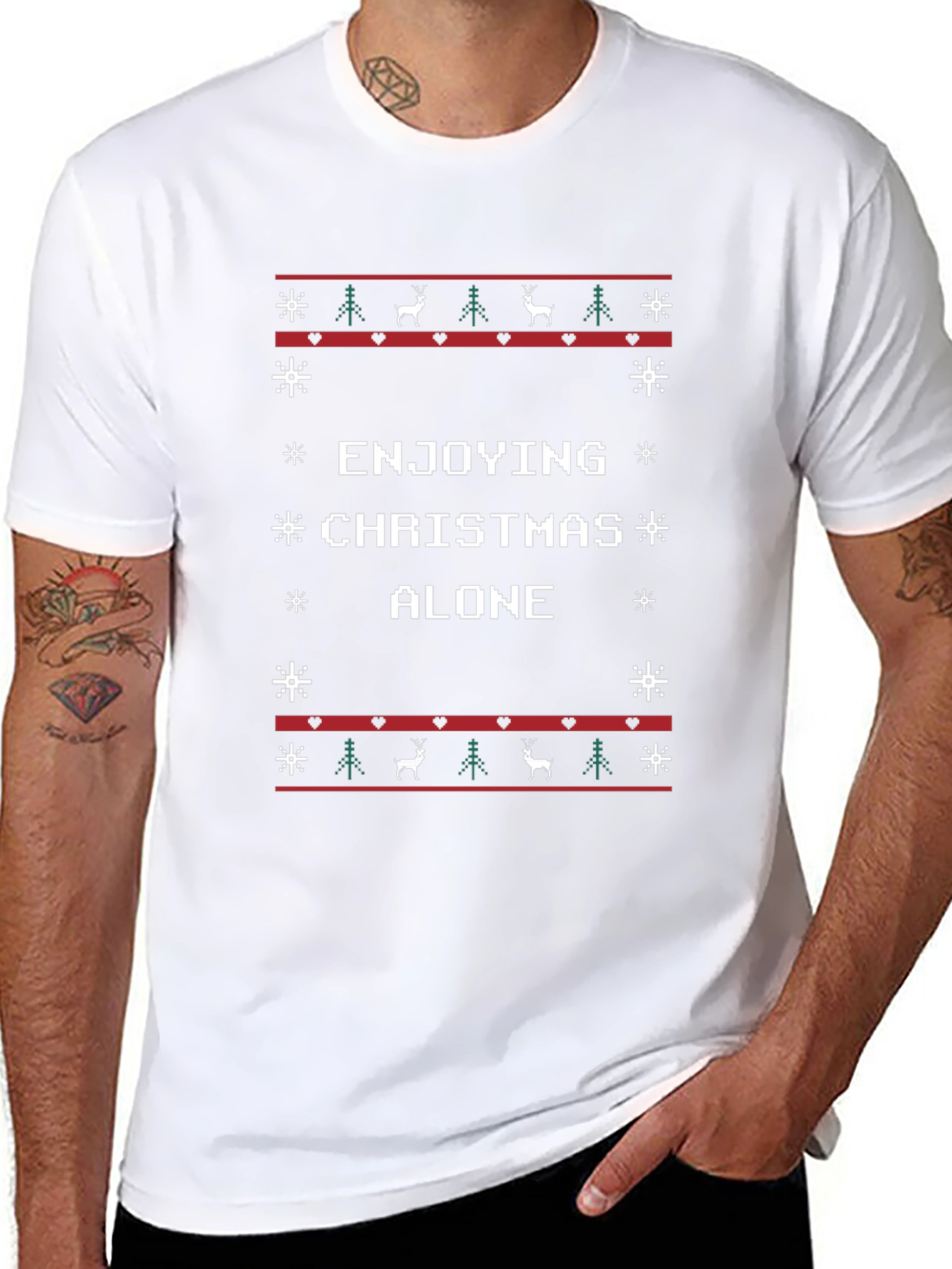 Enjoying Christmas Alone Ugly Sweater T-Shirt