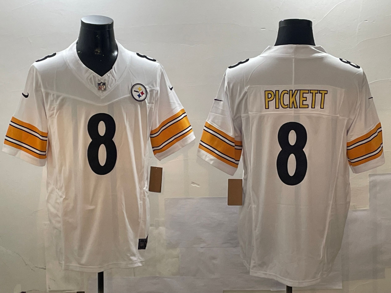 Men's Pittsburgh Steelers Kenny Pickett #8 White Game Jerseys