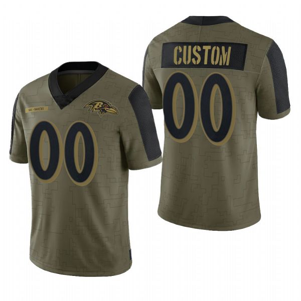 Custom1 Baltimore Ravens Football Jerseys Olive 2022 Salute To Service Limited Jerseys Name And Number Christmas Birthday Gift