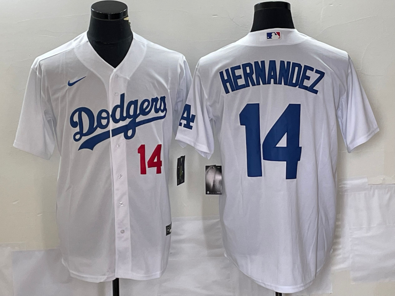 Men's Los Angeles Dodgers Enrique Hernandez #14 White Replica Baseball Jerseys