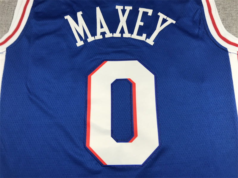 Men's Philadelphia 76ers Tyrese Maxey Blue 2020/21 Fast Break Replica Jerseys
