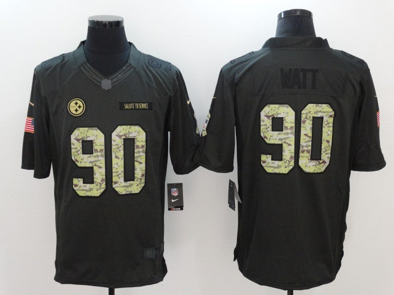 Men's Pittsburgh Steelers #90 T.J. Watt Black Team Game Jerseys