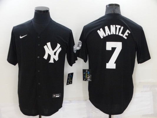 Men's New York Yankees Mickey Mantle #7 Black Replica Baseball Jerseys
