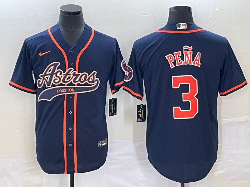 Men's Houston Astros Jeremy Pena #3 Navy Replica Jerseys Joint Edition