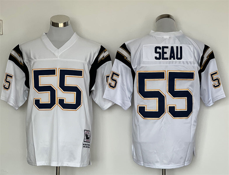 Men's San Diego Chargers Junior Seau Mitchell & Ness White Legacy Replica Jerseys