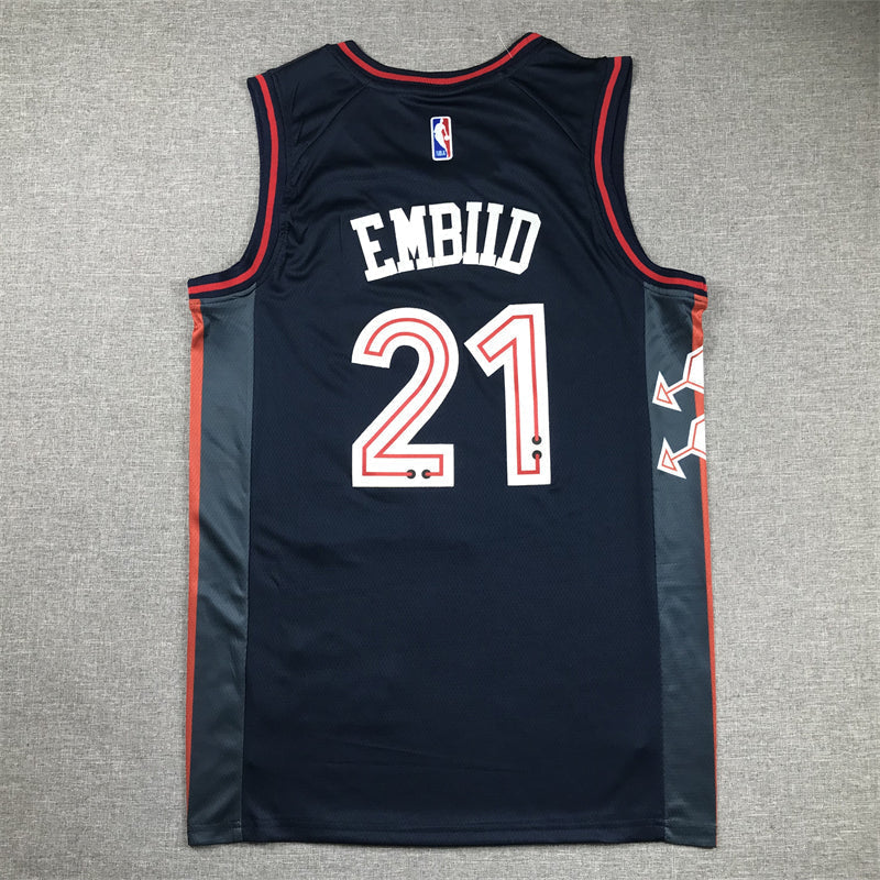 Men's Philadelphia 76ers Joel Embiid #21 Navy 2023/24 Swingman Jerseys - City Edition