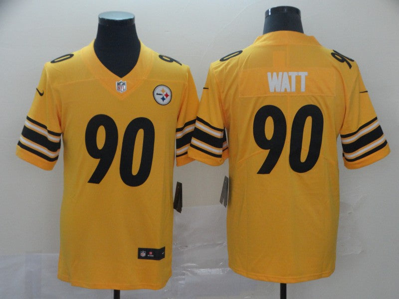 Men's Pittsburgh Steelers T.J. Watt #90 Gold Inverted Team Game Jerseys