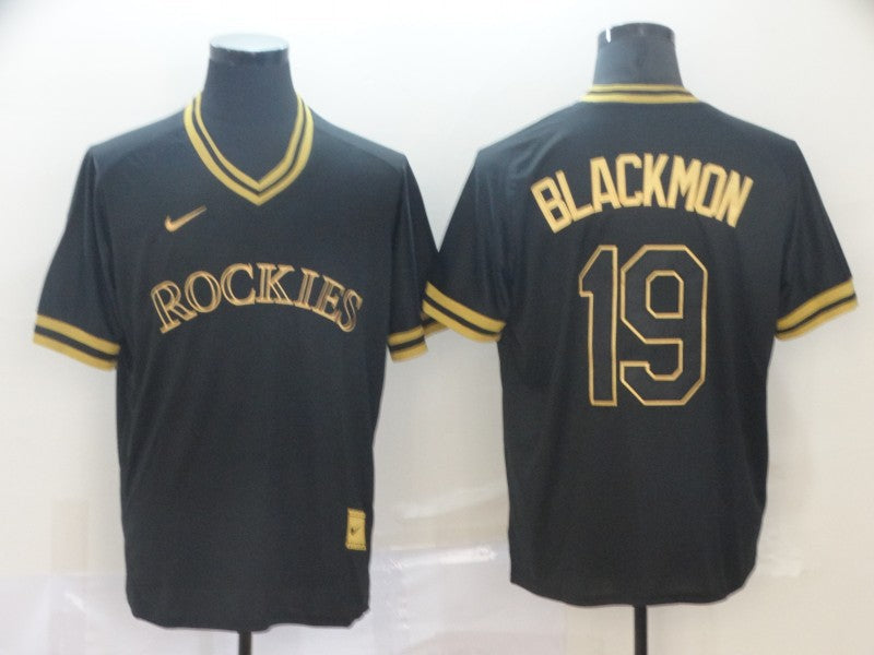 Men's Colorado Rockies Charlie Blackmon #19 Black Replica Player Jerseys