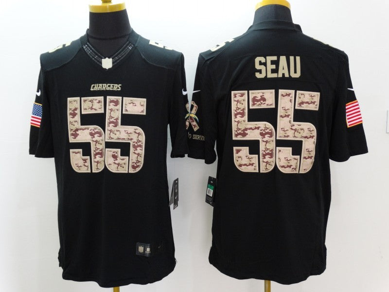 Men's Los Angeles Chargers Junior Seau #55 Black Game Player Jerseys