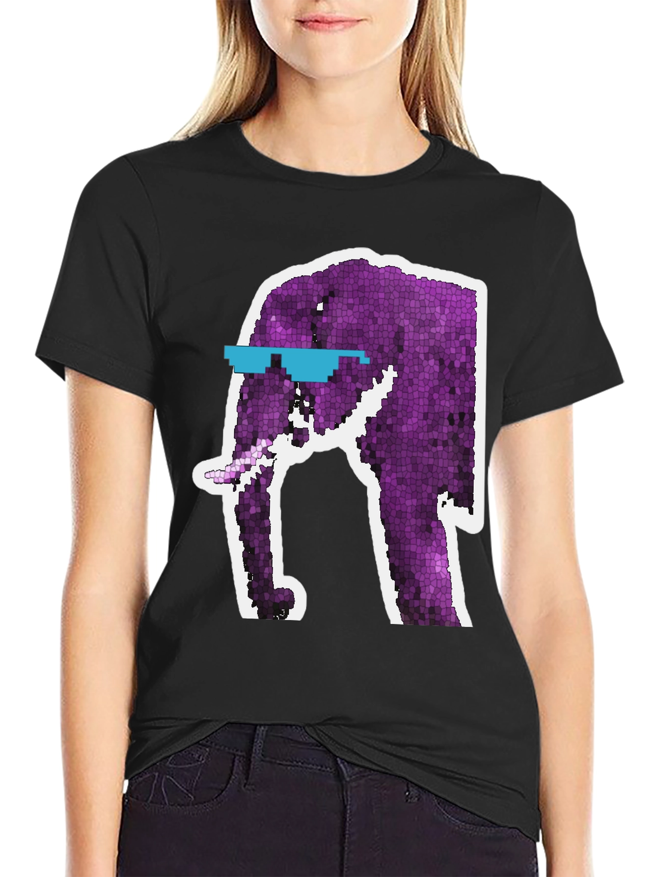 Cool Elephant Graphic Tee - Black Cotton T-Shirt