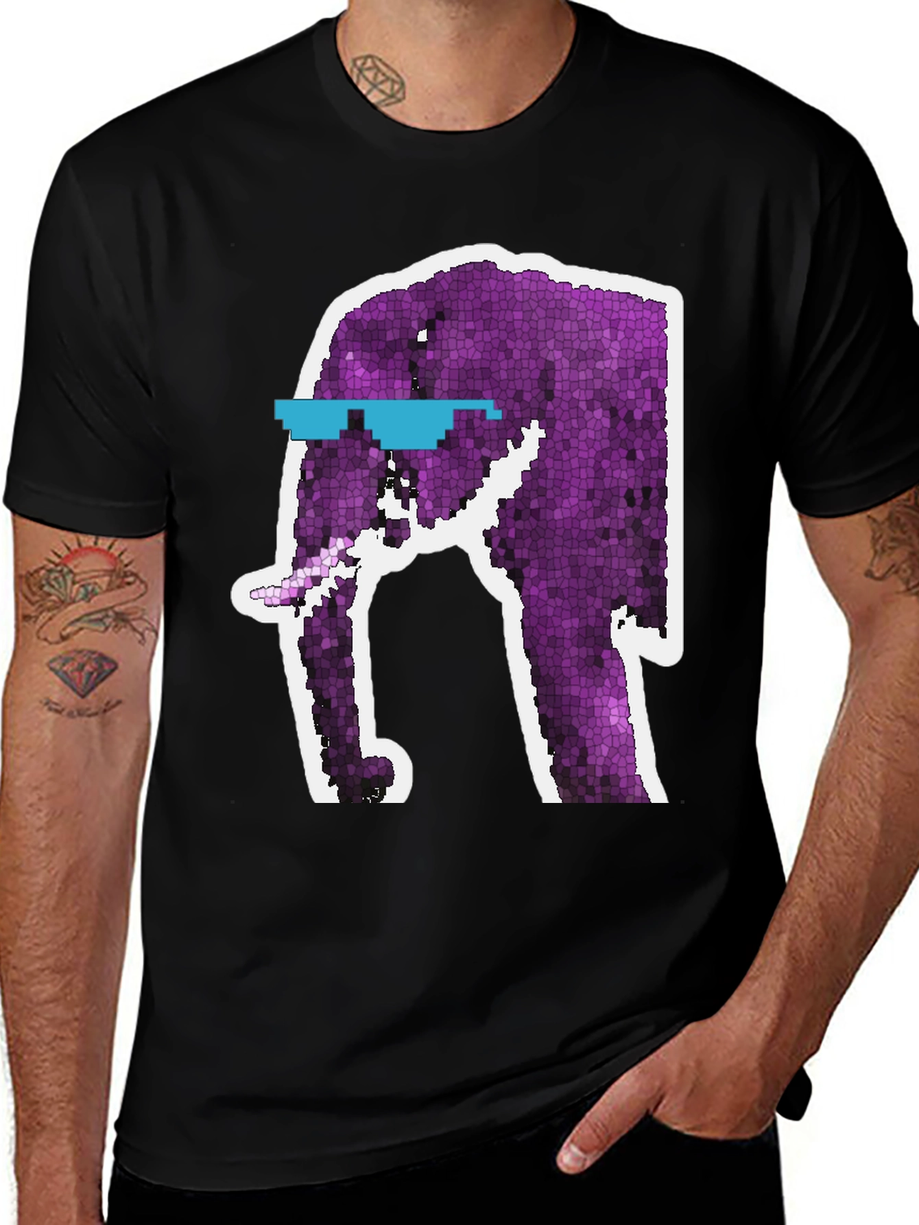 Cool Elephant Graphic Tee - Black Cotton T-Shirt