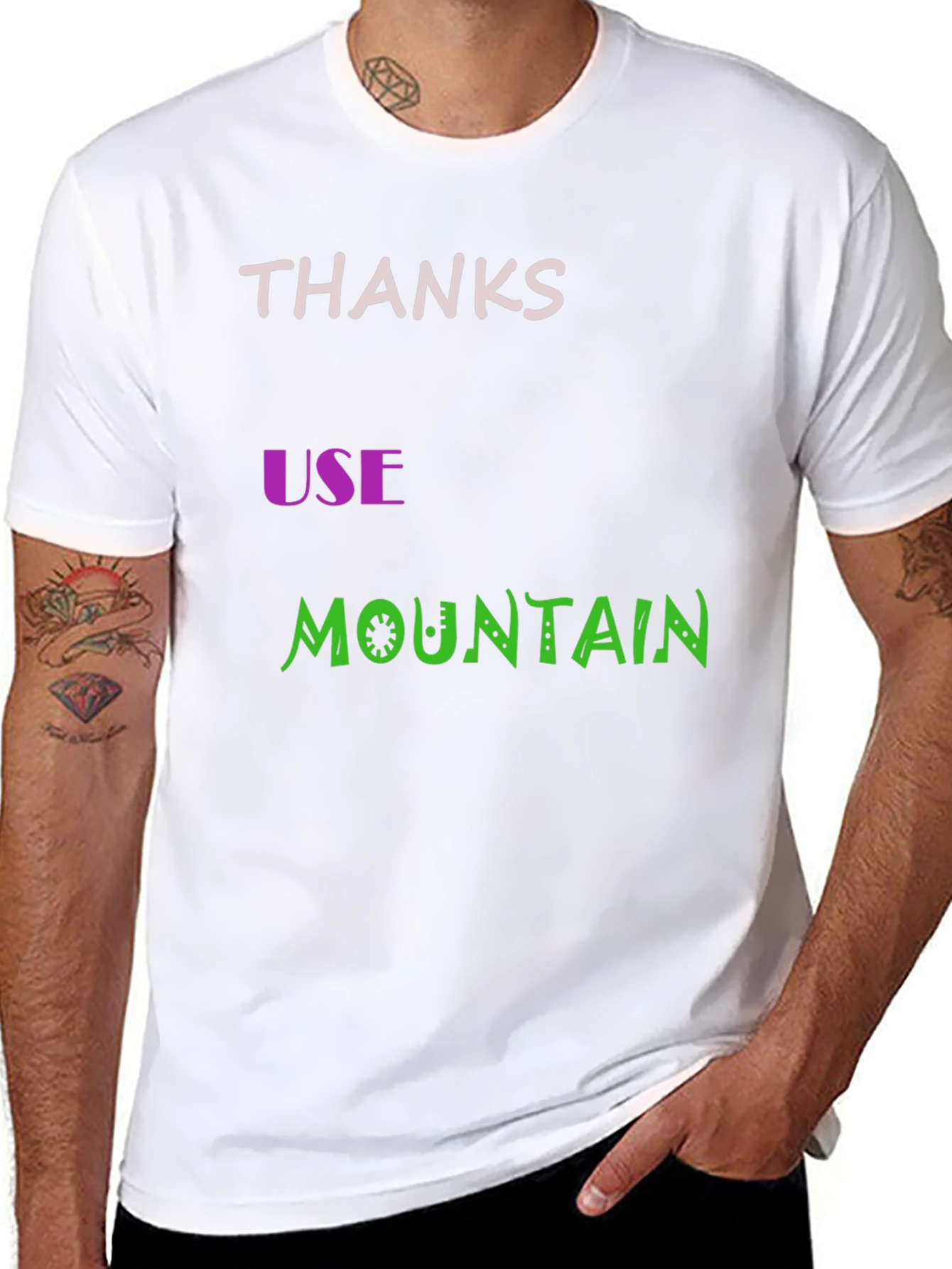 Thanks Use Mountain Black Cotton Graphic Tee