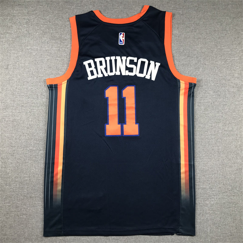 Men's New York Knicks Jalen Brunson #11 Navy Swingman Jerseys - Statement Edition