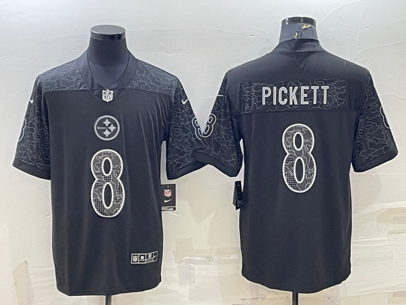 Men's Pittsburgh Steelers Kenny Pickett #8 Black Retired Player RFLCTV Limited Jerseys