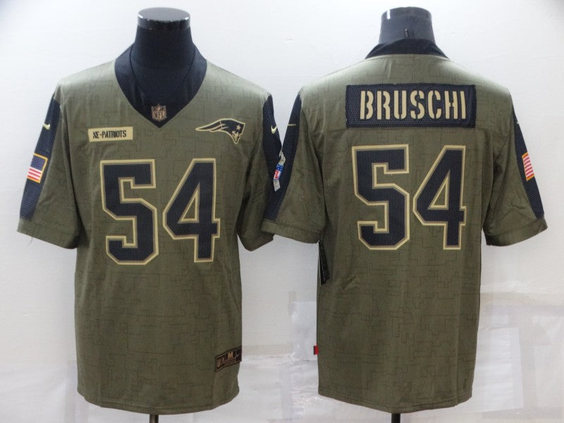 Men's New England Patriots Tedy Bruschi #54 Brown Game Jerseys