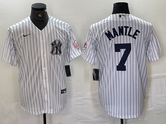 Men's New York Yankees Mickey Mantle #7 White Limited Player Jerseys