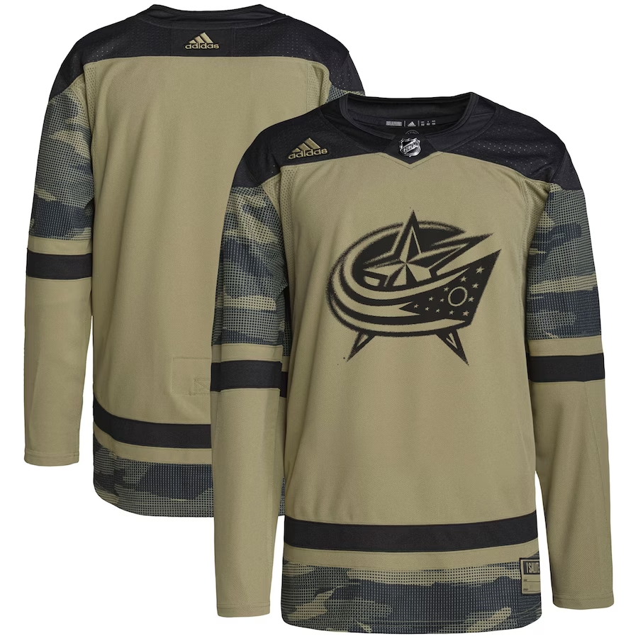Men's Columbus Blue Jackets Camo Military Appreciation Team Authentic Practice Blank Jerseys