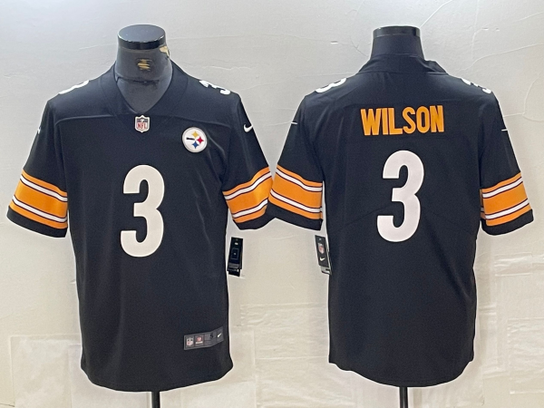 Men's Pittsburgh Steelers Russell Wilson #3 Black Game Jerseys
