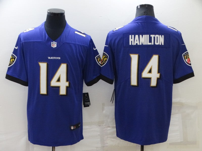 Men's Baltimore Ravens Kyle Hamilton #14 Purple Game Jerseys